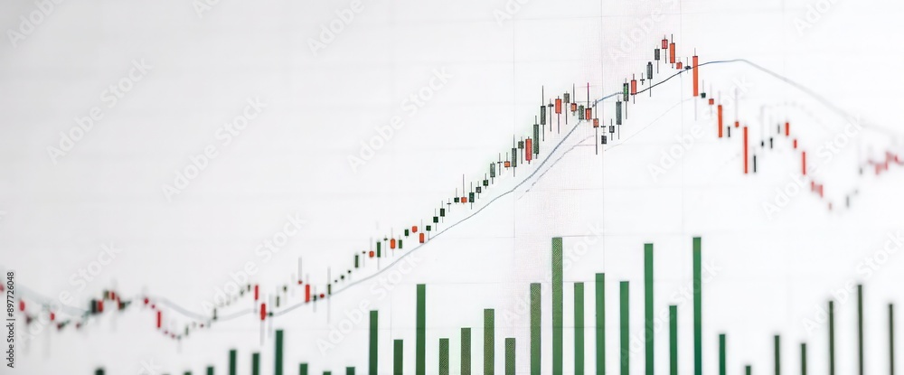 White background featuring a financial chart with a consistent upward rise in stock prices. White background featuring a financial chart with a consistent upward rise in stock prices.