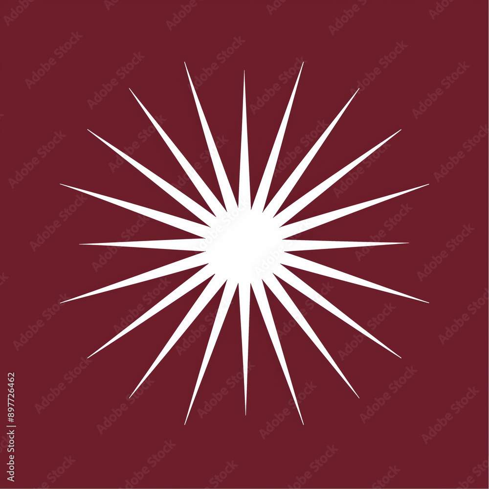 Fototapeta premium Radiant Sunbeam Icon on a Deep Maroon Background: A Touch of Light