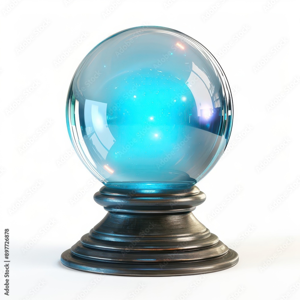 Glowing Blue Orb on Antique Stand Glowing Blue Orb on Antique Stand