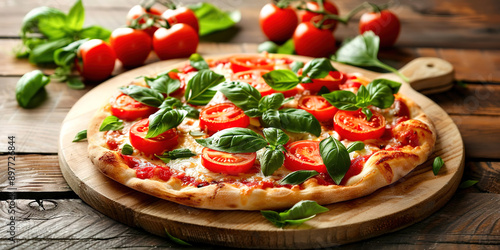 Pizza on a wooden table