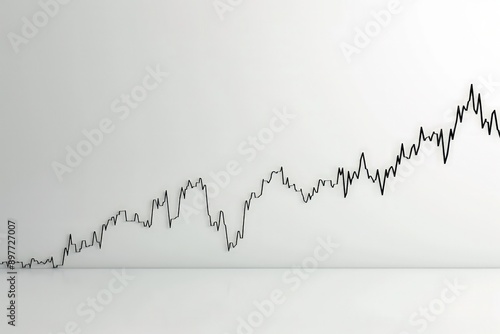White background featuring a simple stock chart with a smooth upward trend, representing consistent stock price growth.