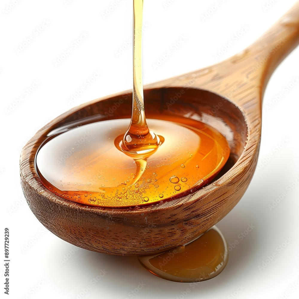 Honey Dripping into Wooden Spoon Honey Dripping into Wooden Spoon