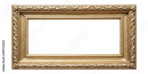 Ornate Gold Picture Frame with Detailed Floral Design, white background , picture frame, vintage, gold frame, ornate © BrilliantPixels