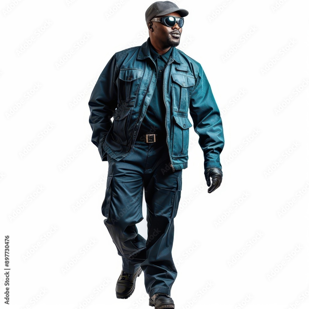 Authoritative Officer in Workwear Striking a Confident Pose Authoritative Officer in Workwear Striking a Confident Pose