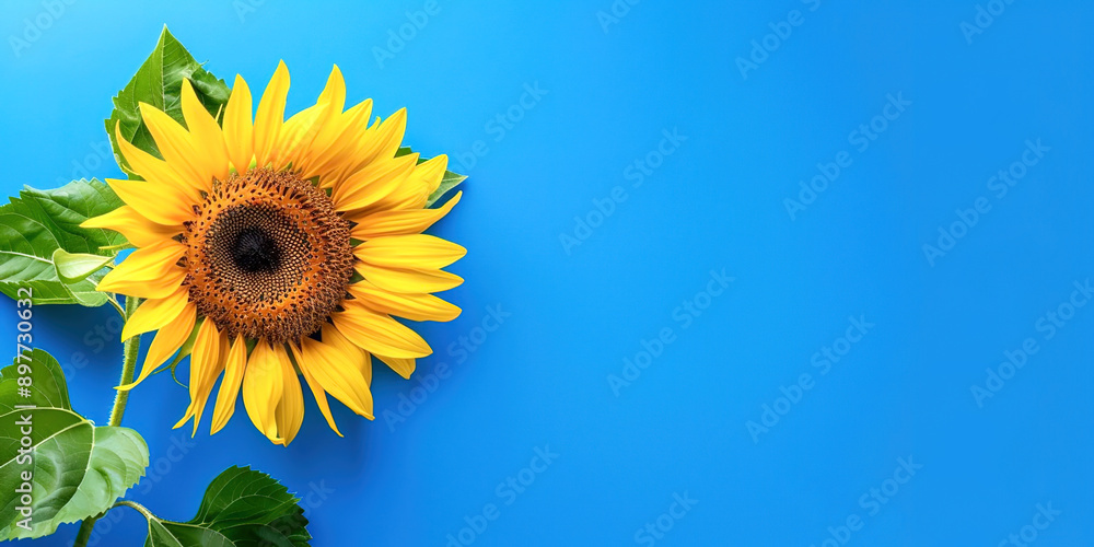 Obraz premium Sunflower on a blue background