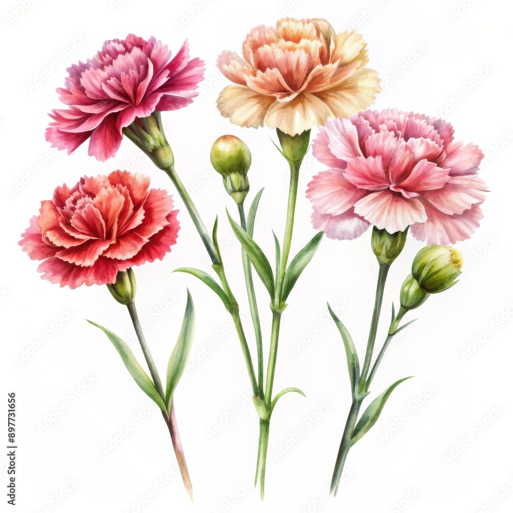 Watercolor Bouquet of Pink and Yellow Carnations, Flower Art, Floral Illustration, Botanical Design, Carnation Painting, carnation, watercolor Watercolor Bouquet of Pink and Yellow Carnations, Flower Art, Floral Illustration, Botanical Design, Carnation Painting, carnation, watercolor