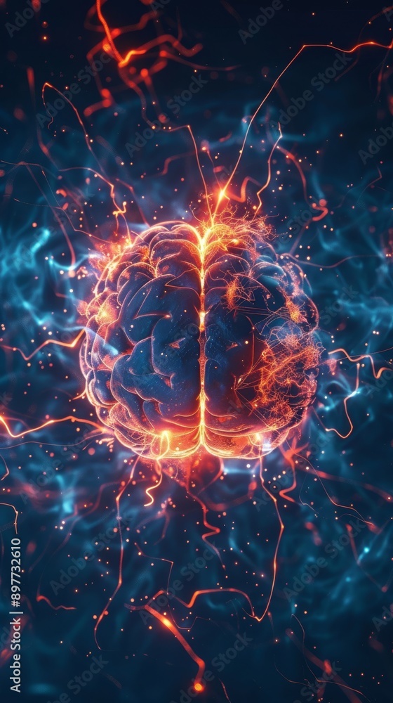 Glowing brain with neural connections in a futuristic background, artificial intelligence concept Glowing brain with neural connections in a futuristic background, artificial intelligence concept