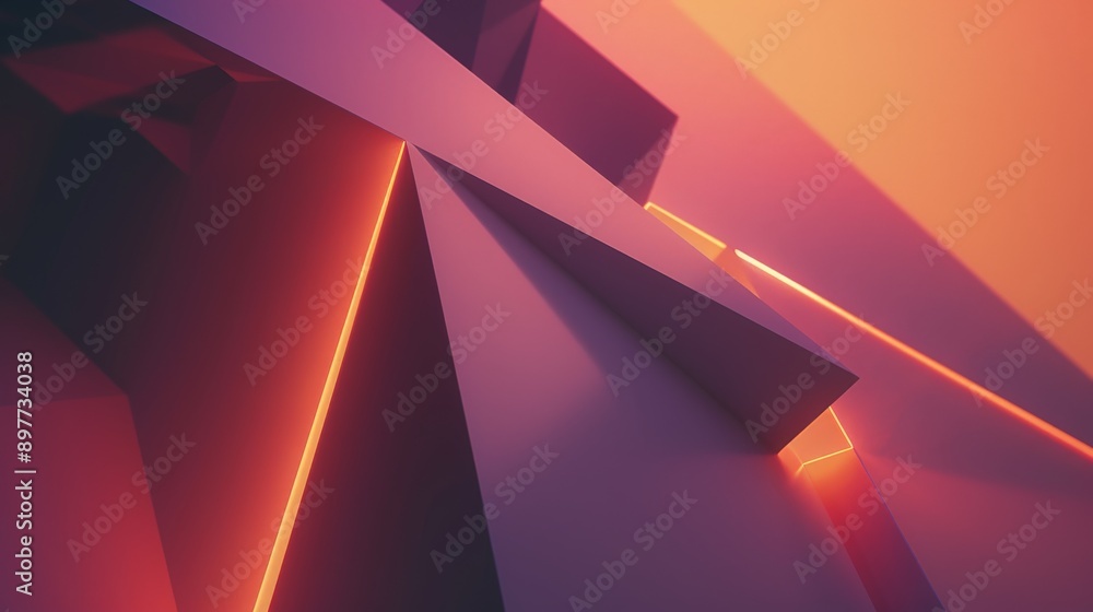 Abstract geometric shapes with neon lights create a dynamic background, ideal for modern and futuristic designs Abstract geometric shapes with neon lights create a dynamic background, ideal for modern and futuristic designs