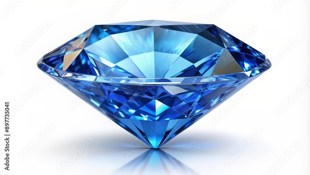 Brilliant Blue Diamond on White Background, 3D Render, Gemstone, Jewelry, Precious Stone Brilliant Blue Diamond on White Background, 3D Render, Gemstone, Jewelry, Precious Stone