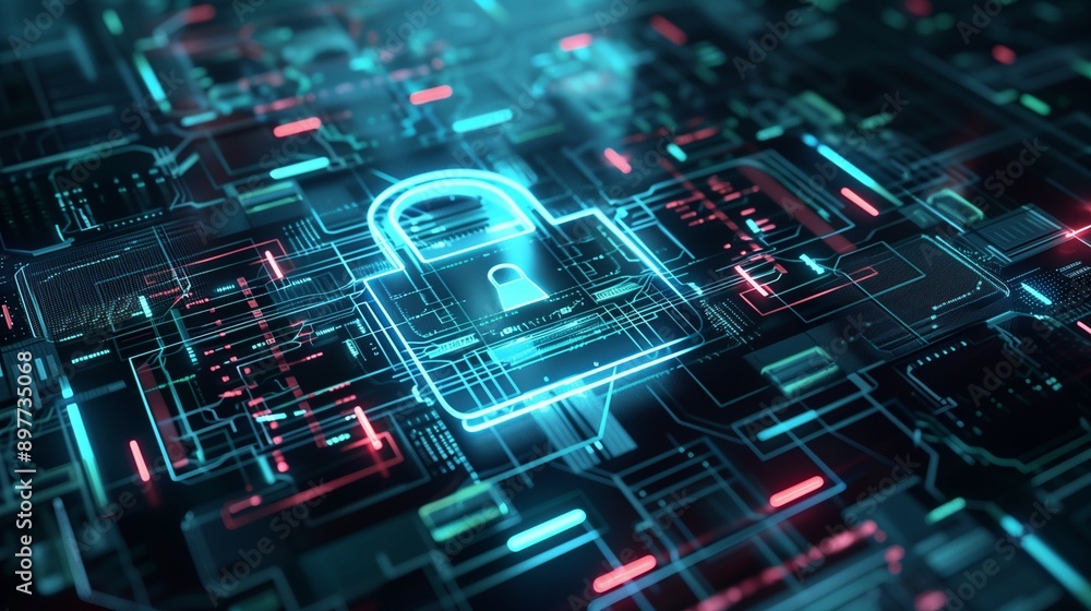Security concept: lock on digital screen. Security concept: lock on digital screen.