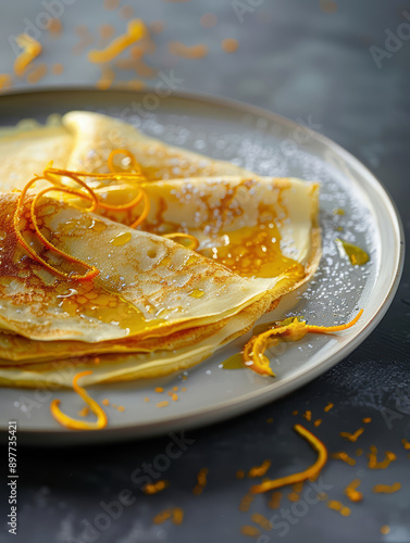 Elegant and Fluffy Crepes Suzette with Orange Sauce - French Dessert Classic with a Citrusy Twist photo