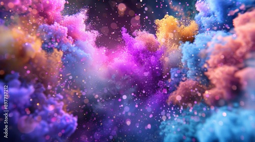 Explosive colorful particles creating a stunning abstract backdrop with a dreamy vibe