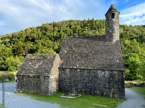 Saint Kevin Church in Glendalough valley, Wicklow, Ireland photo