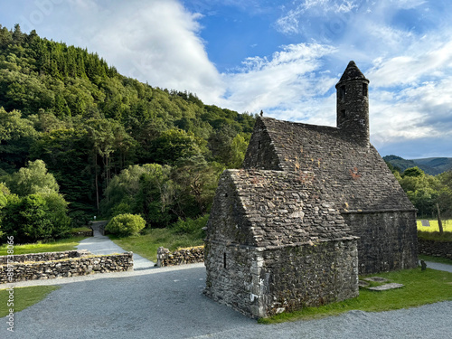 Saint Kevin Church in Glendalough valley, Wicklow, Ireland photo