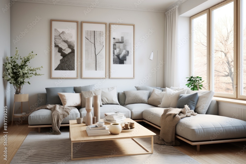 a living room with a couch and a coffee table a living room with a couch and a coffee table