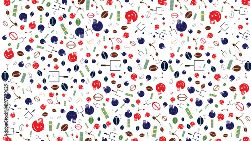 abstract background with american football themes contain helmet and ball Icons set graphic elements , suitable for american football wallpaper, symbol sport, sport icon, doodle american football