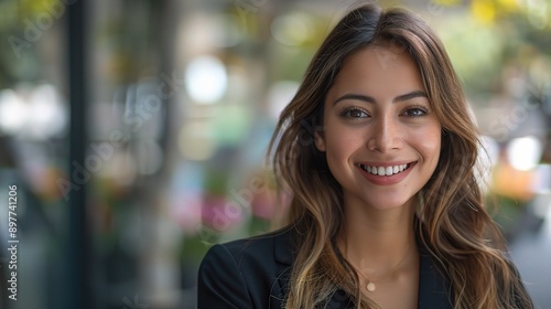 Wallpaper Mural Smile, face and business woman in the city with positive, good and confident attitude for legal career. Happy, pride and portrait of professional young female lawyer from Mexico in urban town Torontodigital.ca