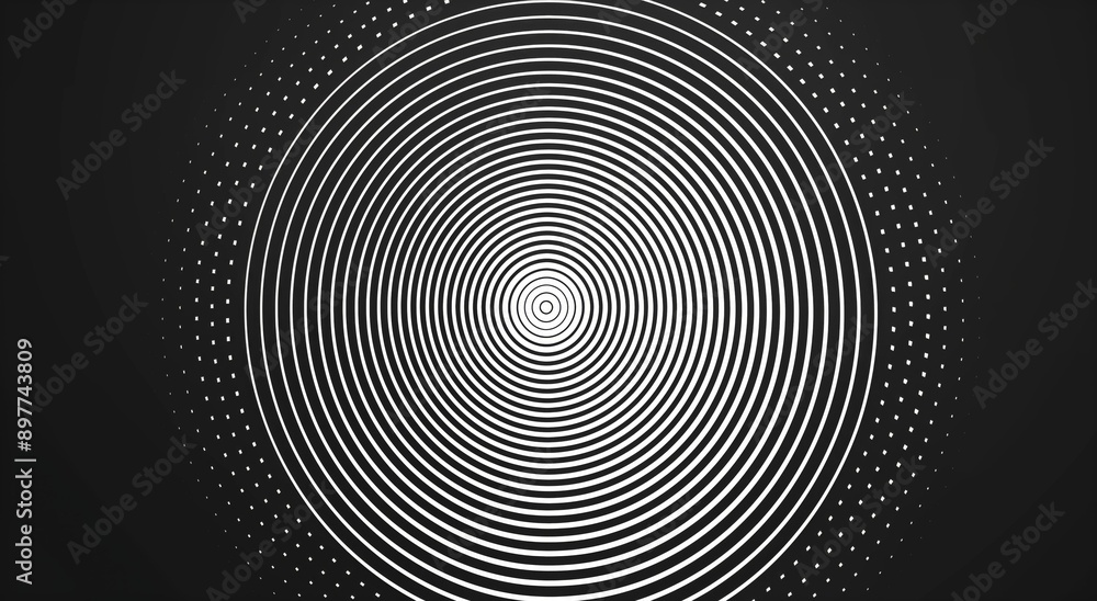 White lines form a concentric oval pattern on a black background. White lines form a concentric oval pattern on a black background.
