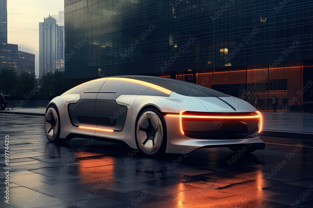 electric car with state-of-the-art autonomous driving electric car with state-of-the-art autonomous driving