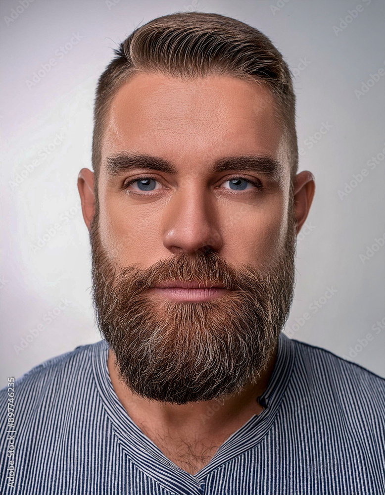 Obraz premium Portrait of a European man with two-week beard