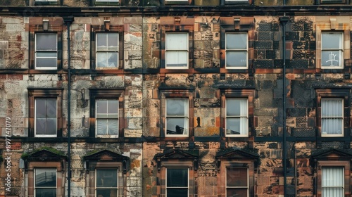A single slim tenement structure in Glasgow Scotland with space for text