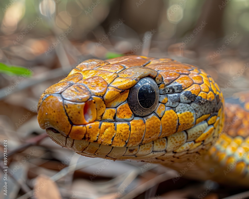 Fototapeta premium Slithering Coastal Taipan in Natural Habitat with Sharp Details