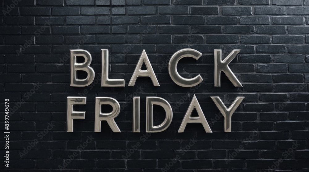 Background with black brick wall, with word black friday, concept of promotion and offer. Background with black brick wall, with word black friday, concept of promotion and offer.