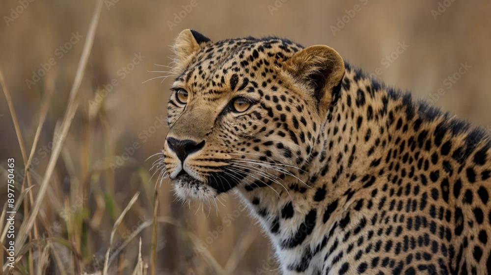 Leopard in African savannah, wildlife concept. Leopard in African savannah, wildlife concept.