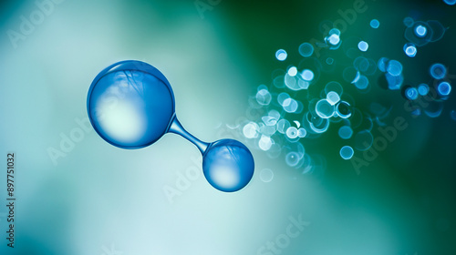 hydrogen molecules with blue background photo