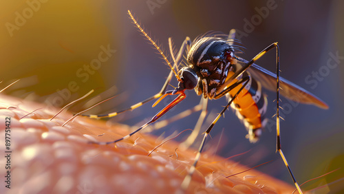 realistic high-resolution photo of mosquito, with detailed background