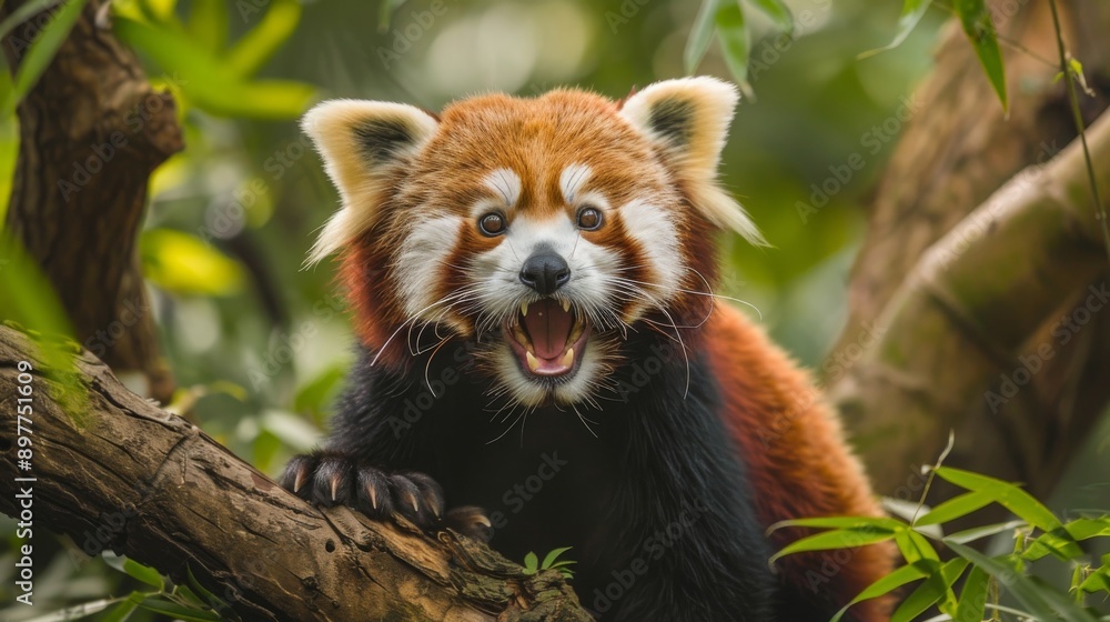 Portrait of a cute red panda. International Red Panda Day. Portrait of a cute red panda. International Red Panda Day.