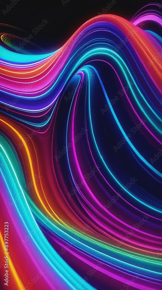 Abstract Neon Wave Animation, Vibrant, neon waves pulse and flow rhythmically. Abstract Neon Wave Animation, Vibrant, neon waves pulse and flow rhythmically.