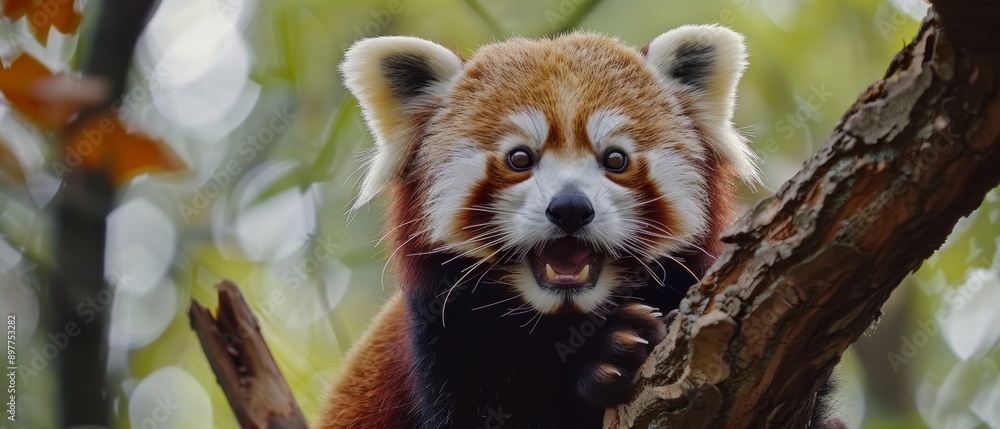 Obraz premium Red panda. Ailurus Fulgens. International Red Panda Day.