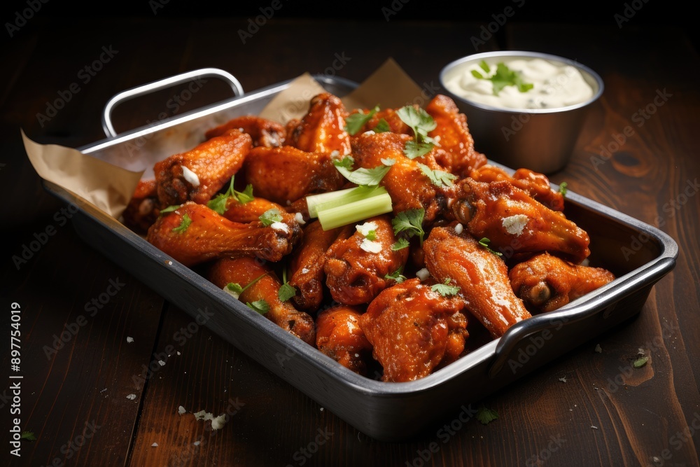 tray of spicy buffalo chicken wings tray of spicy buffalo chicken wings