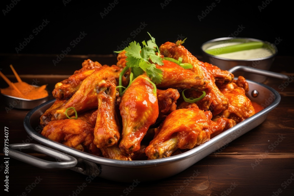 tray of spicy buffalo chicken wings tray of spicy buffalo chicken wings