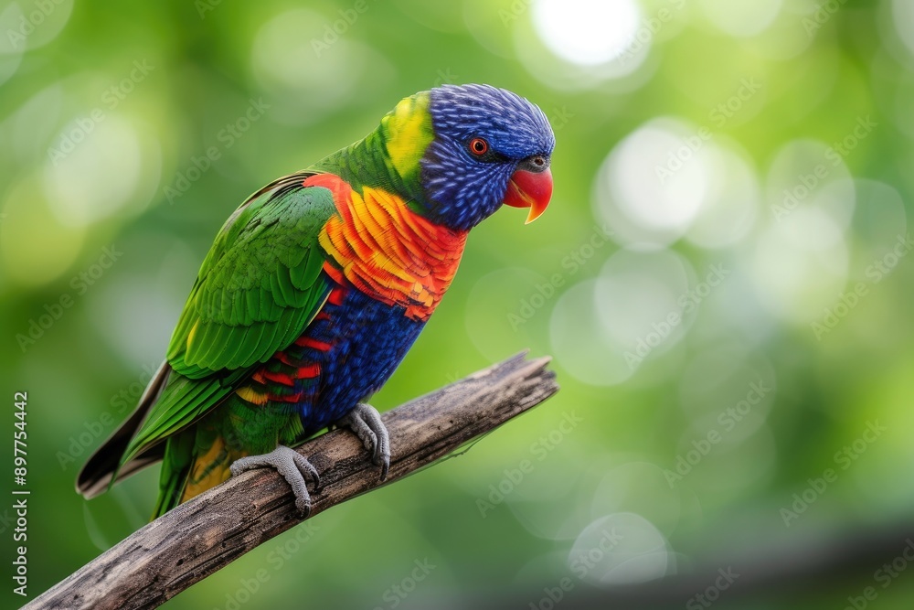 vibrant rainbow lorikeet perched on a branch vibrant rainbow lorikeet perched on a branch