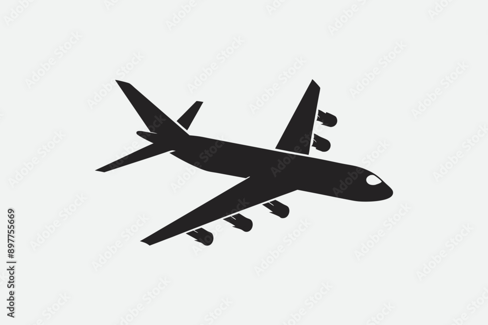 Hand drawn airplane outline illustration, vector, silhouette Hand drawn airplane outline illustration, vector, silhouette