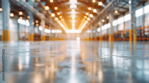 Wallpaper Mural Industrial Warehouse Interior with Polished Concrete Floor Torontodigital.ca