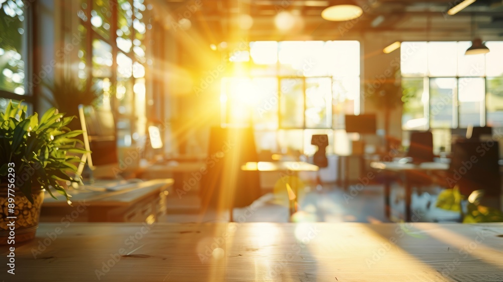 Sunlight Illuminates an Empty Office Workspace