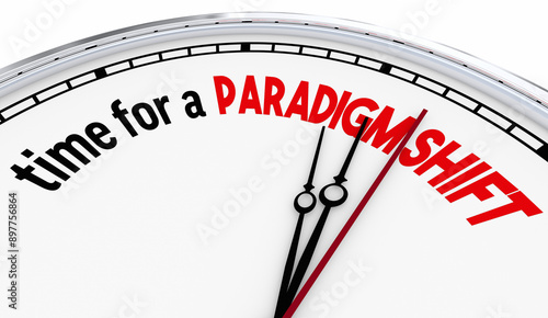 Time for a Paradigm Shift Clock New Idea Big Change 3d Illustration photo