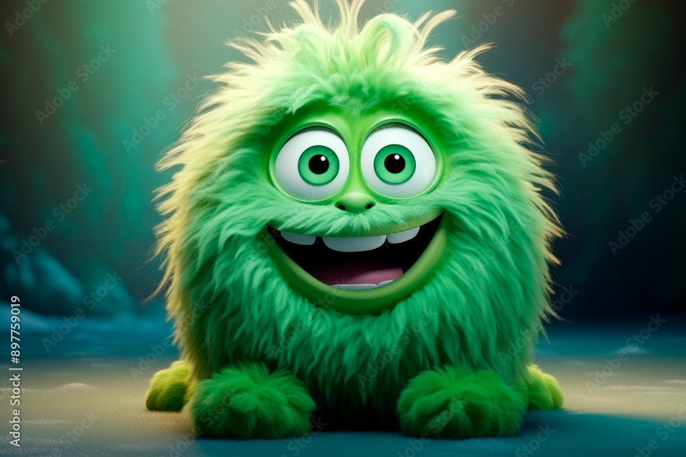 Forest fairy creature monster from comic book. Cute little monster is smiling Forest fairy creature monster from comic book. Cute little monster is smiling