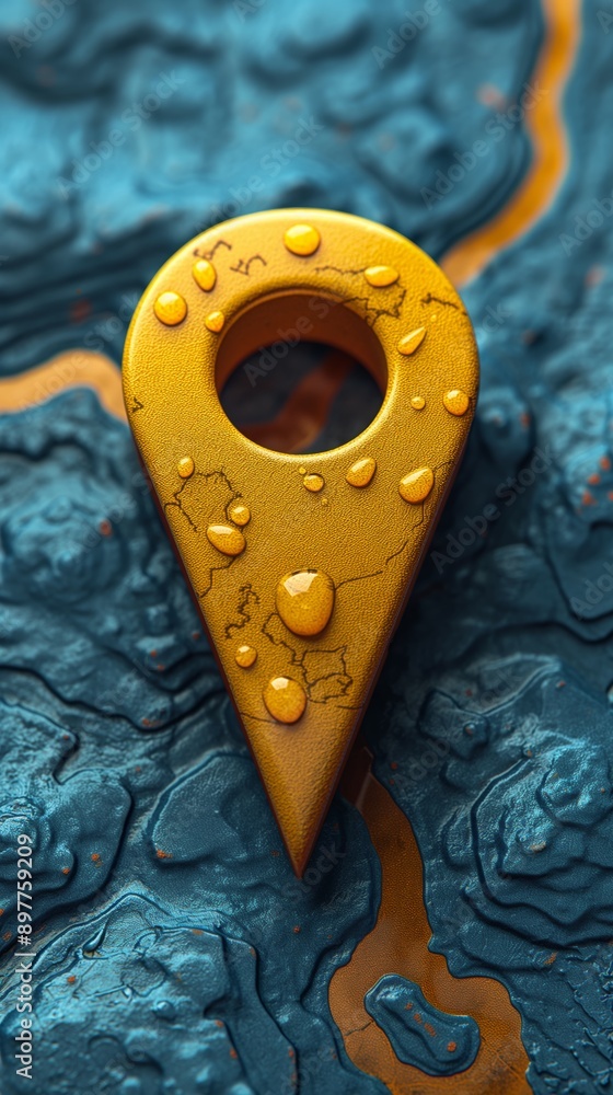 Illustration of a map pointer icon. 3D GPS location icon as a ...