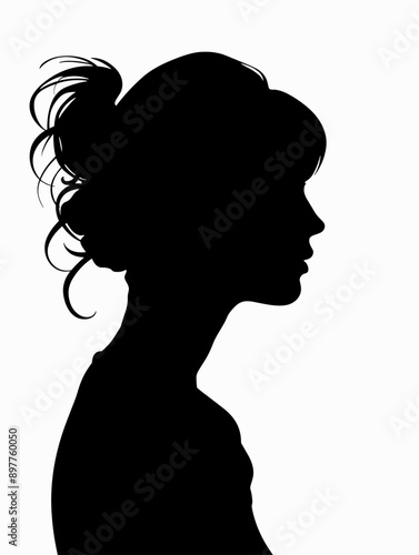 Vector silhouette of a woman's head on a white background. Symbol of beauty