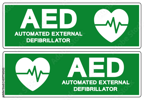 AED Automated External Defibrillator Symbol Sign, Vector Illustration, Isolate On White Background Label .EPS10
