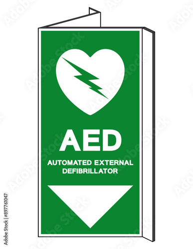 AED Automated External Defibrillator Symbol Sign, Vector Illustration, Isolate On White Background Label .EPS10