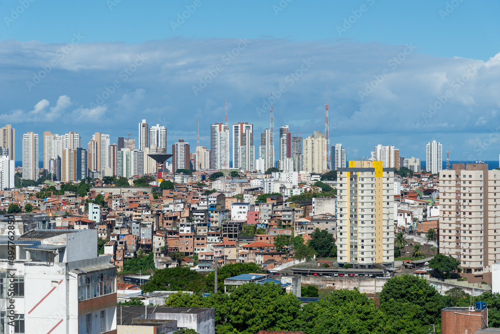 View of buildings and residential houses in the center of the city of Salvador, Bahia on a sunny day. View of buildings and residential houses in the center of the city of Salvador, Bahia on a sunny day.