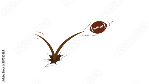 a stylized American football in mid-air, with motion lines suggesting it’s being thrown or is in flight , american football game