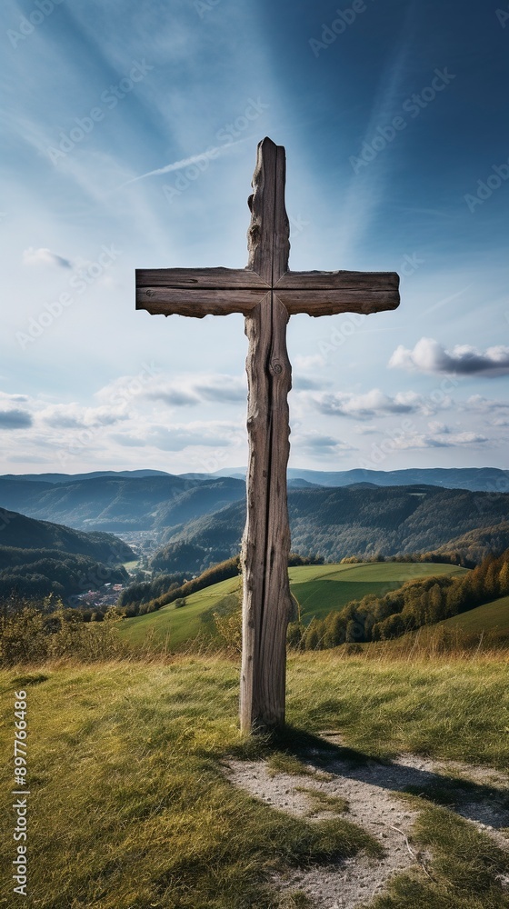 wooden cross with blurred background, generative ai wooden cross with blurred background, generative ai