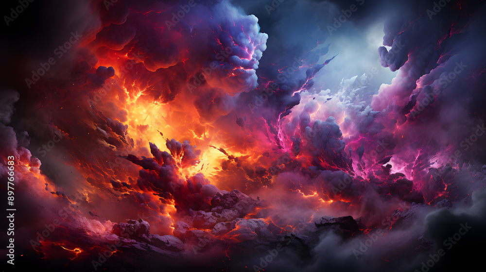 A vibrant and fiery image of a dramatic, celestial landscape with clouds ablaze in a fiery and swirling vortex. A vibrant and fiery image of a dramatic, celestial landscape with clouds ablaze in a fiery and swirling vortex.