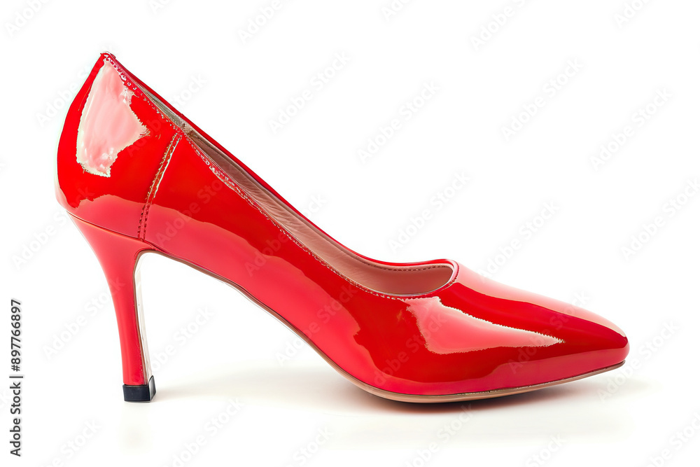 Classic red high heels with a shiny patent leather finish, embodying timeless style and feminine elegance for formal wear. Classic red high heels with a shiny patent leather finish, embodying timeless style and feminine elegance for formal wear.